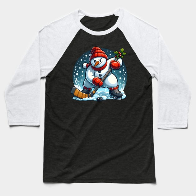 Holiday snowman ice hockey Baseball T-Shirt by SergioCoelho_Arts